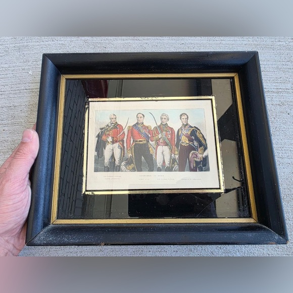 Vintage Framed Comrades in Arms Print British Military Officers Napoleonic Era